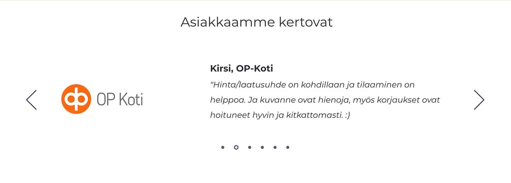 Bevir digistailauspalvelun asiakaskokemus – OP Koti suosittelee palvelun helppoa tilaamista ja hinta-laatusuhdetta