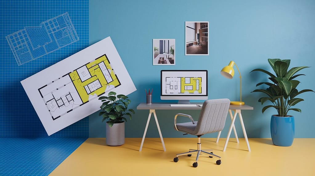 Visu24 - Visu24 - Realistic 3D floor plan with furniture and detailed textures, showing the apartment layout from above