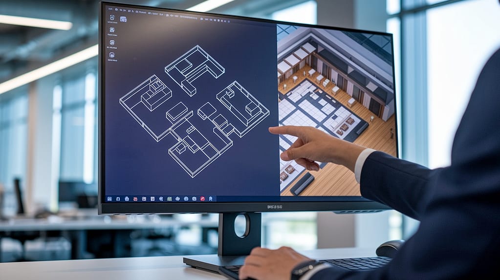 Visu24 - Realistic 3D floor plan with furniture and detailed textures, showing the apartment layout from above