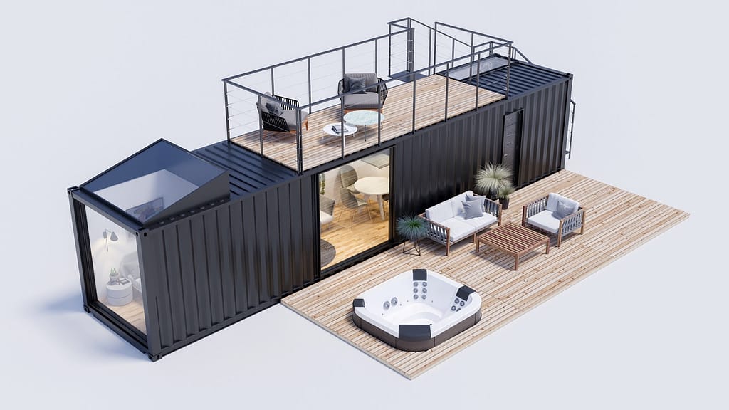 Visualiseringsbild av 12m containersvitprodukten som vi implementerade för Vellogs