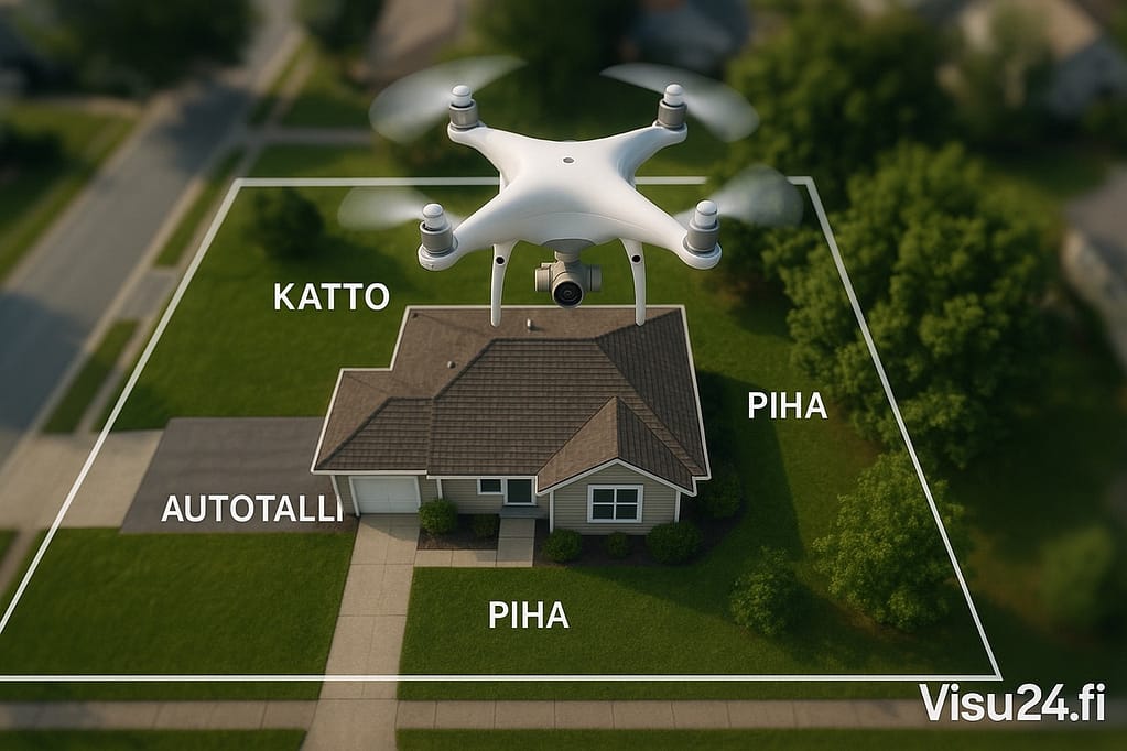 Visu24.fi -  Dronekuvauksen ydinajatus on yksinkertainen mutta mullistava: näyttää kiinteistö tavalla, joka oli aiemmin mahdotonta.