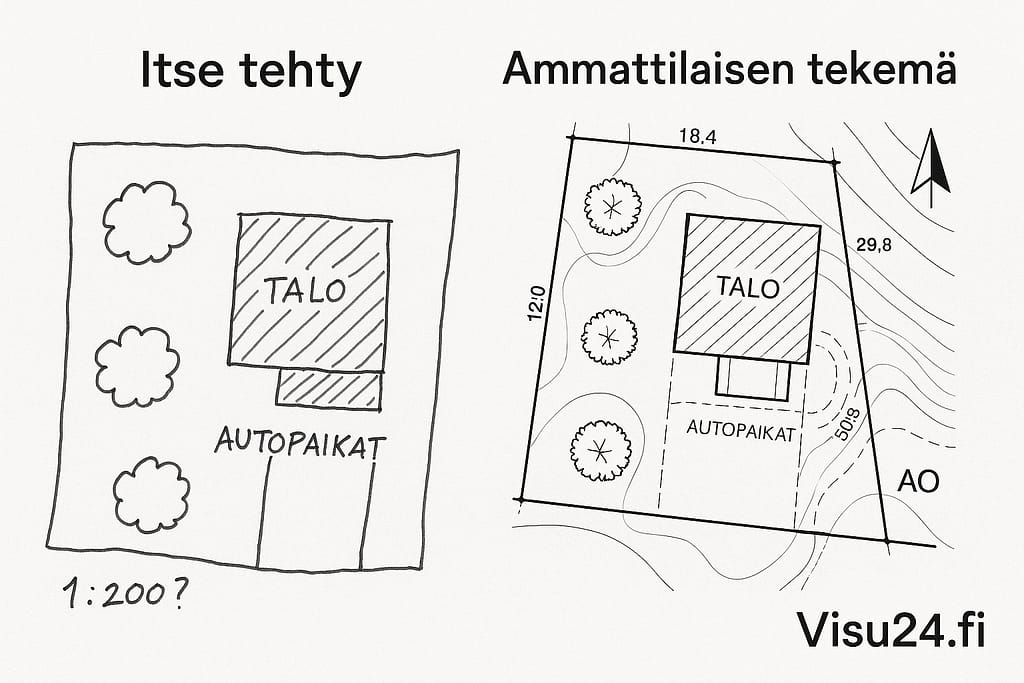 Visu24 - sammenligning av tomtetegninger laget av deg selv og de laget av en profesjonell