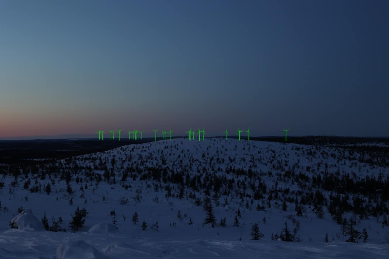 Visu24 produserte visualiseringsbilder av en vindpark ved Riisitunturi i Kuusamo for EPV Energias konsekvensutredningsprosess. Materialet av høy kvalitet bidro til å vurdere prosjektets landskapspåvirkninger.