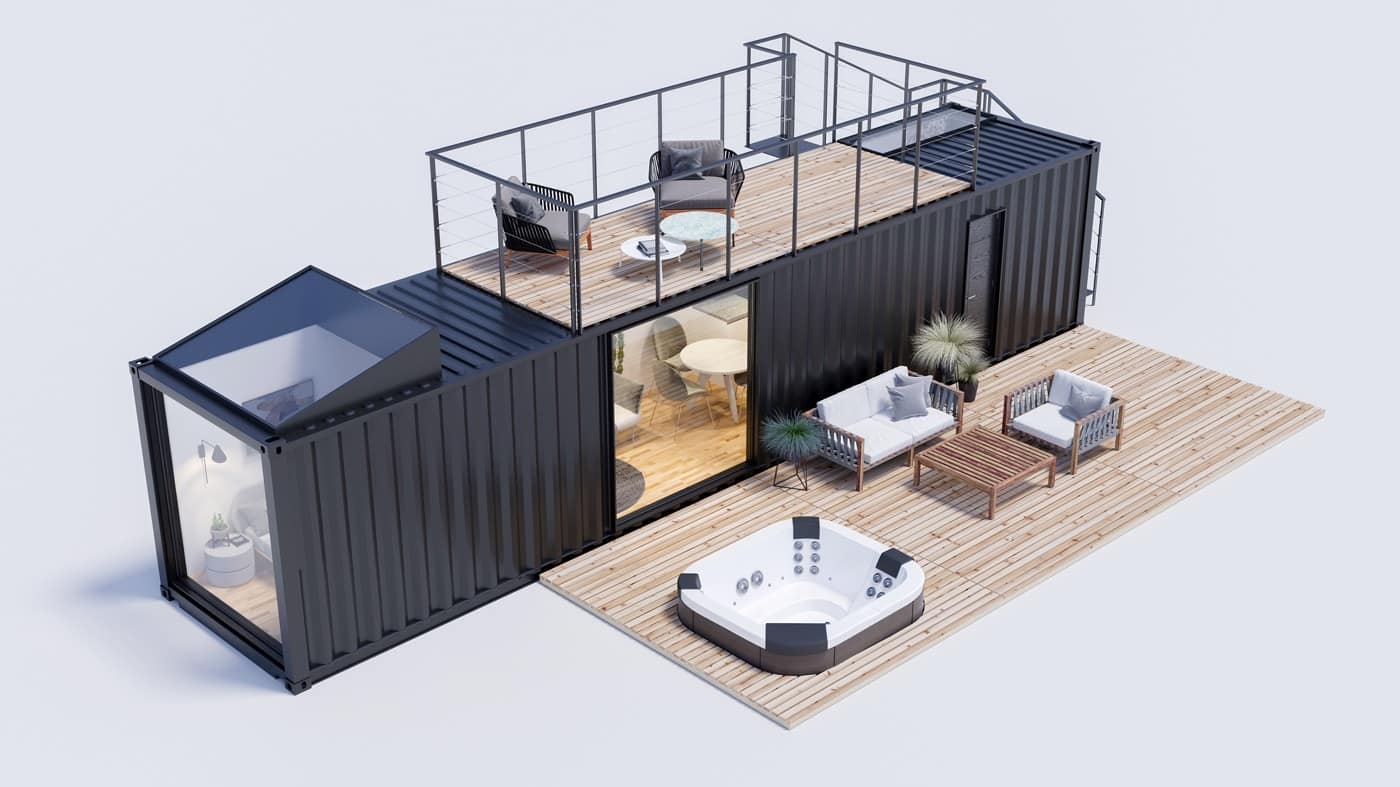 Visualiseringsbild av 12m containersvitprodukten som vi implementerade för Vellogs