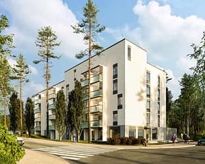 Esimerkkirendaus kerrostalo | 3D-visualisoinnit, havainnekuvat, ulkokuvat, rendaukset, ulkokuvat, julkisivukuvat | Visu24.fi