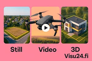 Luftfotos, videoer og 3D-observationsbilleder kombineret – alsidig dronefotografering med én ordre fra Visu24-tjenesten
