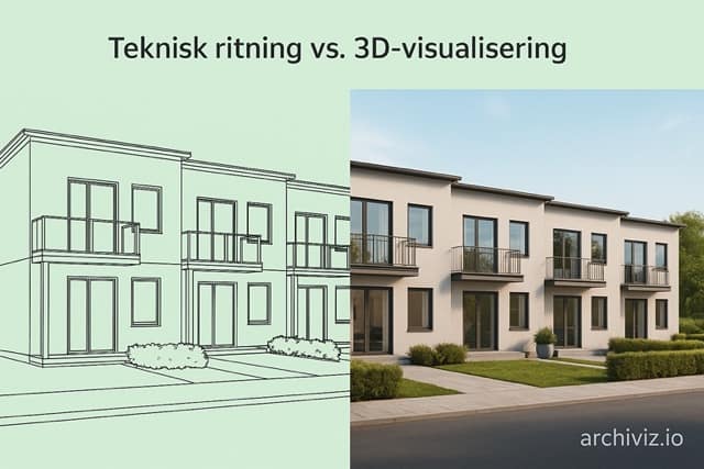 Näide on 3D visualiseerimine bolag konkurdar ritning till fotorealistisk bild – Archiviz.io