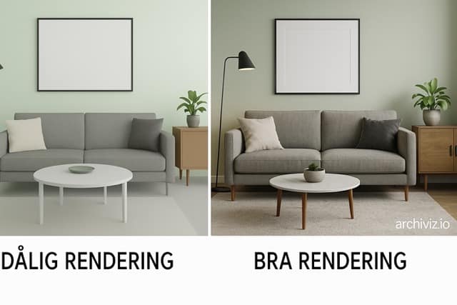 Skillnader ja bildkvalitet mellan olika 3D visualiseerimine bolag - Archiviz.io näide