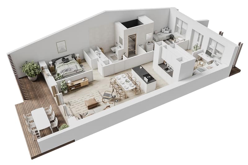 Eksempel på 3D-plantegning Visu24.fi 3D-visualiseringer